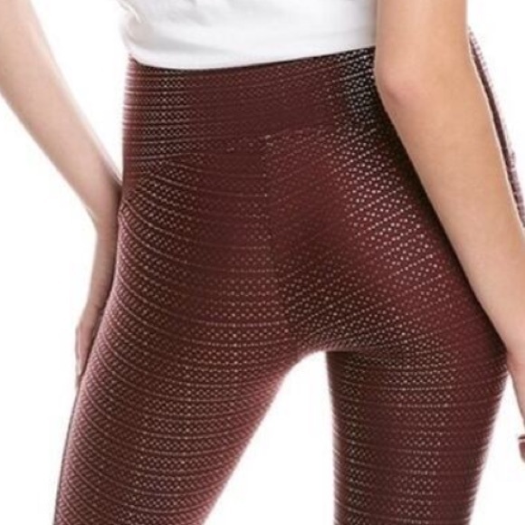 SPANX Active BootyBoost 7/8 Burgundy/Gold Metallic Dot Legging by Sarah BlakeyXS - Picture 11 of 12